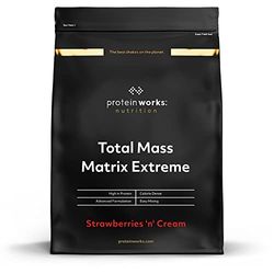 THE PROTEIN WORKS Total Mass Matrix Extreme Protéine en Poudre | Fraise à la Crème | Gain de Masse | Gain de Poids Hypercalorique | Avec Glutamine, Créatine et Vitamines | THE PROTEIN WORKS | 1.325kg