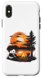 Panda Campfire Tramonto Deserto Scena Custodia per iPhone X/XS