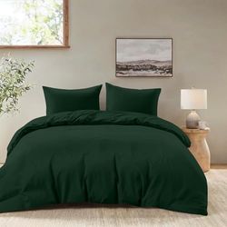 Dreamzie - Housse de Couette 260x240 cm avec 2 Taie Oreiller 65x65 cm - Vert - Parure de Lit 260x240 Adulte en 100% Microfibre - Certifié sans Produits Chimiques (Oeko TEX)