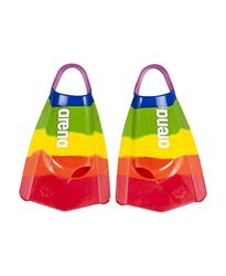 Arena Powerfin Pro II - Aletas de Entrenamiento de natación Unisex para Adultos y Hombres y Mujeres, Aletas de Hoja Corta de Silicona, Personalizadas, Izquierda/Derecha, Arena Pride, Talla 11-12