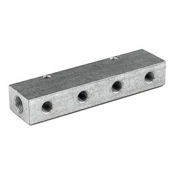 Verdelerlijst, uitgangen eenzijdig voor, ingang 2 x 3/8, uitgang 3 x 1/4, aluminium