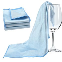 GlasFlength Panno per lucidatura in vetro, 3 pezzi in microfibra, 40 x 60 cm, senza aloni, per la lucidatura del vetro, senza pelucchi, per superfici lucide, colore blu