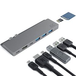 Green Cell USB HUB 8-in-1 dockingstation voor MacBook Pro 13" en 15" (2016/2017/2018/2019), MacBook Air 13" (2018/2019) - 8 poorten: Thunderbolt 3, USB-C, HDMI, 3x USB 3.0, SD, microSD
