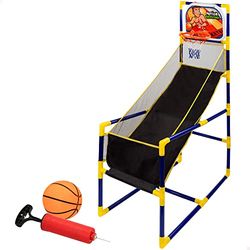 COLORBABY 49540, basketkorg med bollfångare för barn, CB Toys, mått 45,5 x 90 x 139 cm, inklusive miniboll och miniluftpump för uppblåsthet, rekommenderas för 3-åringar, enkel montering