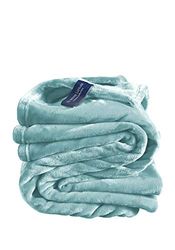 DE WITTE LIETAER Cosy Couverture, Polyester, Bleu Mineral, 150x200