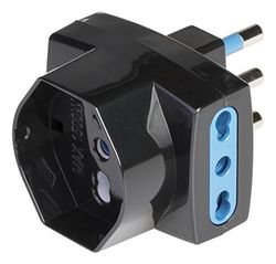 Poly pool pp2364,1 pp2364 adaptador triplo tomada grande e 2 tomadas bivalenti e 1 P40 tomada pluristandard padrão italiano e alemão, preto