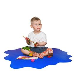 Floortex Blue Anti-Slip Sploshmat Multi-Purpose Highchair/Playmat Waterproof PVC Chair Mat For Hard Floors, 100 x 100 cm