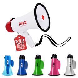 Pyle Megafono PA Bullhorn, Megafono Portatile 20 Watt e Controllo Volume Regolabile con Sirena Integrata & Portata di 730 Metri per Sport e Sicurezza