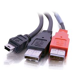 C2G 2M USB 2.0 One Mini-B USB manspersoon to Two USB-A manspersoon Y-kabel, Double USB 2.0 vermogen Lead to USB Mini