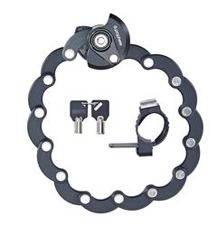 Prophete Lucchetto pieghevole rotondo per bicicletta, 2 chiavi rotonde, lunghezza 60 cm, livello 6, nero, con supporto incluso