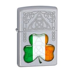 Zippo Irish Flag Shamrock Silver Windproof Lighter