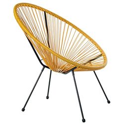 DRW Fauteuil extérieur en Acier et Osier synthétique PE Moutarde 80 x 71 x 83 cm