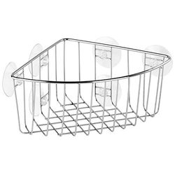 TATAY Panier d’Angle en métal avec ventouses, 100% INOX. Peut également se Fixer avec des vis