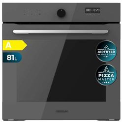 Cecotec Horno Integrable Multifunción 60cm Bolero Hexa AF316000 Glass Grey A 3400W, 81L Capacidad, 11 Funciones con Airfryer Master, Pizza Master, Steam Asisst, Steam EasyClean, 3D Cooking, Defrost