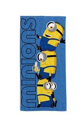 hermet Minions Drap de Plage 70 x 140 cm, 100% Coton, Bleu, Jaune