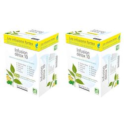 Infusion Détox 10 Bio • Détoxinant Foie & Intestin • Huiles essentielles Menthe Poivrée & Citron • Issue de l’agriculture Bio • 30 sachets • Fabriqué en France • Nutrigée (Lot de 2)