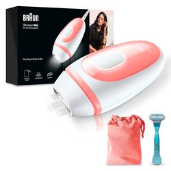 Braun IPL Silk-Expert Mini, Permanent Visible Hair Removal, With Travel Pouch & Venus Razor, Compact Hair Removal Device for On-The-Go, Alternative For Laser Hair Removal, PL1014, White/Pink