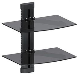 Maclean MC-662 - Suporte de parede para leitores de DVD e receptores (2 prateleiras), cor preta