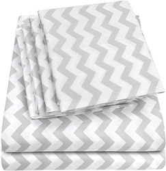 Sweet Home Collection - Conjunto de lençóis, 4 peças, 1500 fios, qualidade egípcia, lençol de baixo com cantos amplos, Chevron Gray, casamento