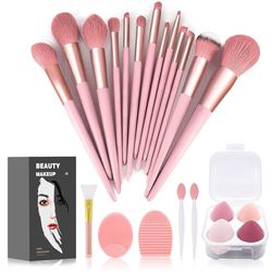 Set di pennelli da trucco, 22 pezzi, pennelli per fondotinta, ombretto, pennelli da trucco (rosa, set da 22 pezzi)