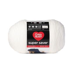Red Heart Super Saver 1000gm White Yarn - 1 Pack of 35.2oz/998g - 100% Acrylic - 4 Worsted (Medium) - 1860 Yards for Knitting, Crocheting, Crafts & Amigurumi