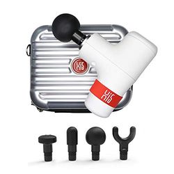 Hi5 General Trilmassageapparaat, diepweefsel, massagepistool, massage-pistool voor afvallen na sport, nek, schouders, rug, ontspannen, rustig werking, 4 massagekoppen wit, met hardcase