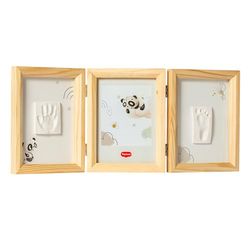 Tiny Love Fotoram, kit med hand- och fotavtryck, kit med lera för fotoram, minnessak med babyns hand- och fotavtryck, dermatologiskt testad, gåva till nyfödd, allt-i-ett-kit, Tiny Creations, Wood