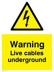 Viking signos we76-a3p-1 m "alerta Live cables subterráneos" signo, 1 mm plástico semirrígido, 400 mm H x 300 mm W