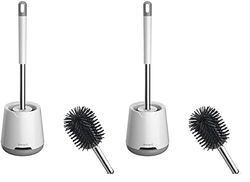Ibergrif M34152 Silicone Toilet Brushes & Holders, Deep Cleaner, Toilet Brush with Quick Drying Holder Set for Bathroom (Pack of 2)