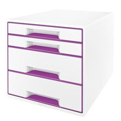 LEITZ 52132062 - Bucs de cajones WOW Desk Cube NUEVA VERSIÓN 4 cajones (2 grandes y 2 pequeños) color violeta metalizado/blanco
