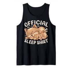 Camiseta Oficial para Dormir, Perro Pomerania con Cachorro Camiseta sin Mangas