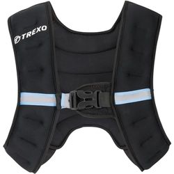 TREXO Trainingsvest met gewichten, 5 kg stalen kogels vullen, universele maat, reflecterende riemen, gewichten, hardlopen, krachttraining, zwart, WV-05