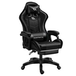 Powergaming - Sedia da gaming con altoparlante Bluetooth e massaggio + poggiapiedi nero