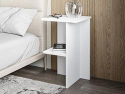 Hanah Home Elegante witte nachtstand met wandmontageoptie, 36 x 60 x 36 cm, 100% melamine gecoat deeltjesbord, 18 mm dik, stijlvolle opbergoplossing voor moderne slaapkamers