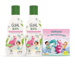 Guhl Kids enhörning fördelset – 2 x Guhl Kids 3-i-1 schampo, balsam och duschgel, 250 ml 1 x Pixibok – speciellt utvecklad för barn – ingen drink – Cosmos Naturcertifierad