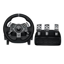 Logitech G G920 Driving Force Racing Wheel and Floor Pedals, Real Force Feedback, Stainless Steel Paddle Shifters, Leather Steering Wheel Cover for Xbox Series X|S, Xbox One, PC, Mac - Black