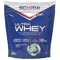 SCI-MX Ultra Whey Protein Muscle Building & Recovery Protein Powder with Naturally Occurring Glutamine & Amino Acids - Chocolate Mint Flavour - 800g (18 Servings)