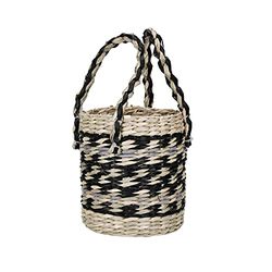 KitchenCraft Cesta para plantas Seagrass, maceta para plantas de interior, maceta tejida con diseño de rayas, 11 x 11 x 19cm