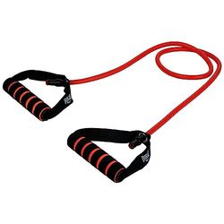 Ab. Medium Resistance Toning Tube of Size Length 1200mm, Wall Thickness 6mm, Diameter 10mm with Foam Handle | Red | Material : Natural Rubber | Resistance Band for Men & Women
