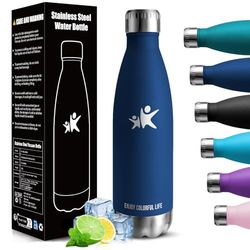 Termosflaska, drickflaska för barn, 750 ml BPA-fri, vattenflaska med dubbla väggar, drickflaska i rostfritt stål, lämplig för kolsyra, vattenflaska, sport för utomhus, cykling, fitness, yoga
