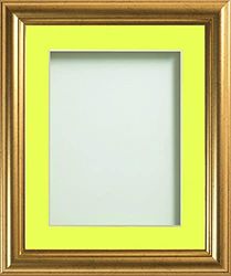 Frame Company Eldridge Gold Photo Frame with Lemon Bon Bon Mount, 20x16 for A3, fitted with perspex