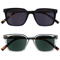 OPULIZE KOI Set di 2 Occhiali Da Lettura Con Lenti Da Sole - Lenti Colorate UV400 - Nero-Trasparente - Unisex - Cerniere a Molla - SS50-1C - +3.50