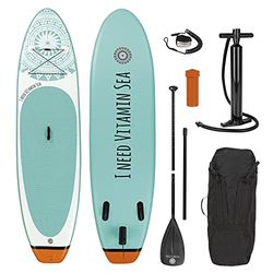EASYmaxx Stand-up paddle-board 'I need Vitamin Sea' | SUP incl. draagtas, reparatiekit en luchtpomp, met praktische draaggreep | premium kwaliteit