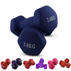 JIM FITNESS Coppia di manubri 2x2 Kg esagonali in gomma soft Touch