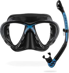 CRESSI Big Eyes Mask - Maschera Subacquea con Vetri Temperati Separati di Grande Affidabilità e Tradizione, Nero/Blu, Taglia Unica, Adulto Unisex