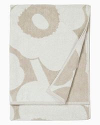 MARIMEKKO Unikko Serviette de Bain en Coton éponge (Beige) - Motif Floral - 150 x 71 cm