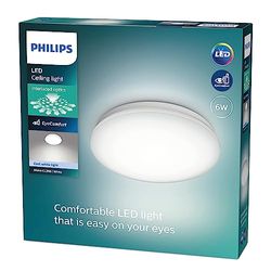 Philips LED Moire, Plafoniera Rotonda, Luce Bianca Fredda, 6W, Bianco