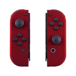 eXtremeRate Soft Touch Grip Red Joy con Handheld Controller Housing with Full Set Buttons, DIY Replacement Shell Case for Nintendo Switch Joycon & Switch OLED Joy con Console Shell NOT Included
