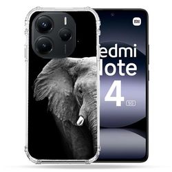 Cokitec Custodia rinforzata per Xiaomi Redmi Note 14 5G Animal Elephant Nero