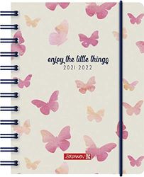BRUNNEN 1071755042 school calendar 2021/2022 "Butterfly" 1 page = 1 day, Sat. + Sun on one side, sheet size 12 x 16 cm, A6, PP cover